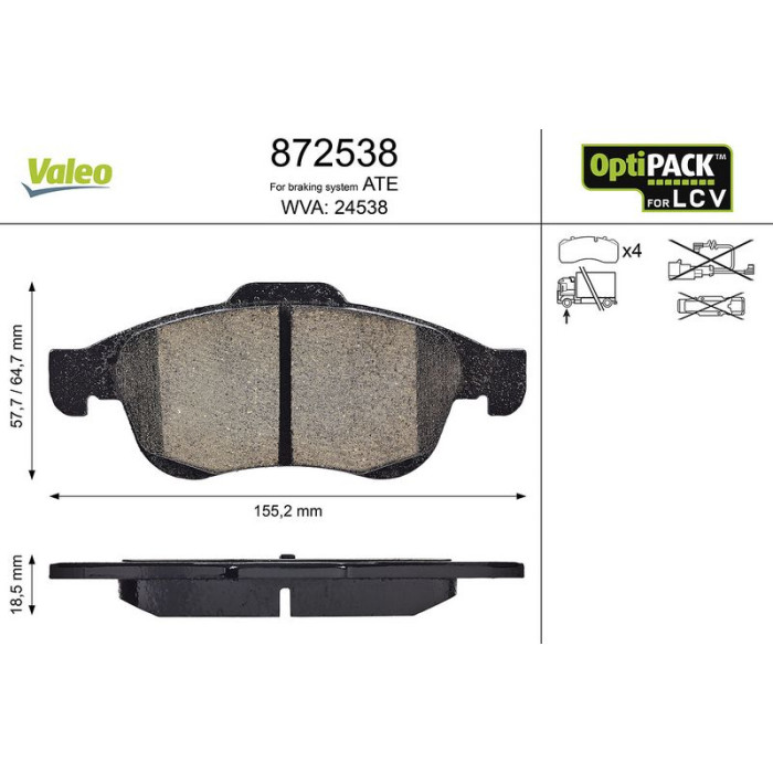 Valeo Bremsbelagsatz 872538 Valeo Bremsbelagsatz 872538