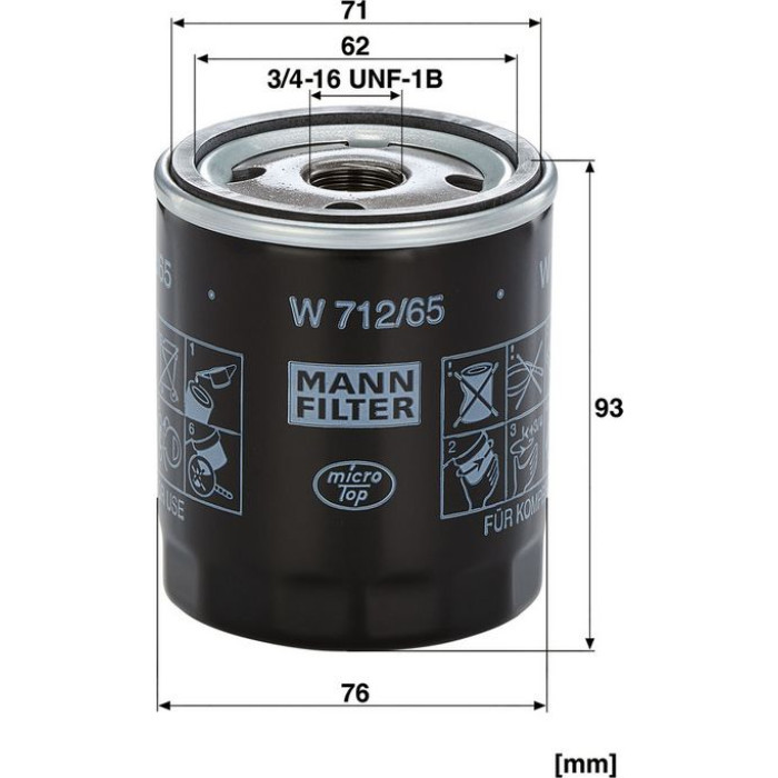 MANN-FILTER Ölfilter Industrie W 712/65 MANN-FILTER Ölfilter Industrie W 712/65