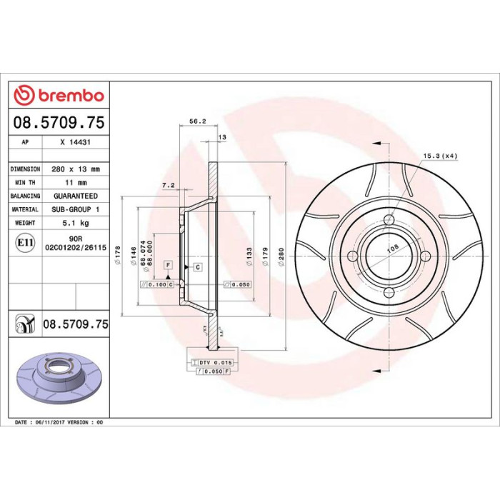 Brembo Bremsscheibe 08.5709.75 Brembo Bremsscheibe 08.5709.75