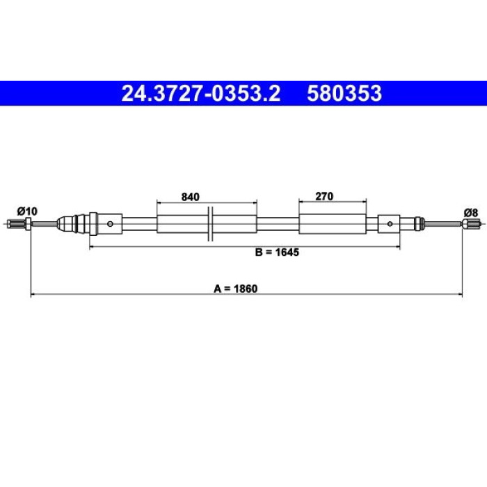 ATE Handbremsseil 24.3727-0353.2 ATE Handbremsseil 24.3727-0353.2