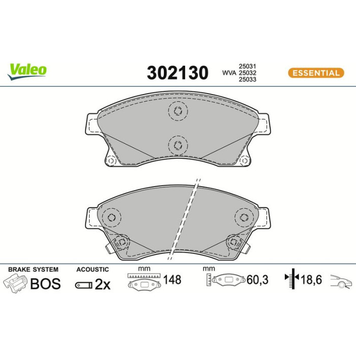 Valeo Bremsbelagsatz 302130 Valeo Bremsbelagsatz 302130