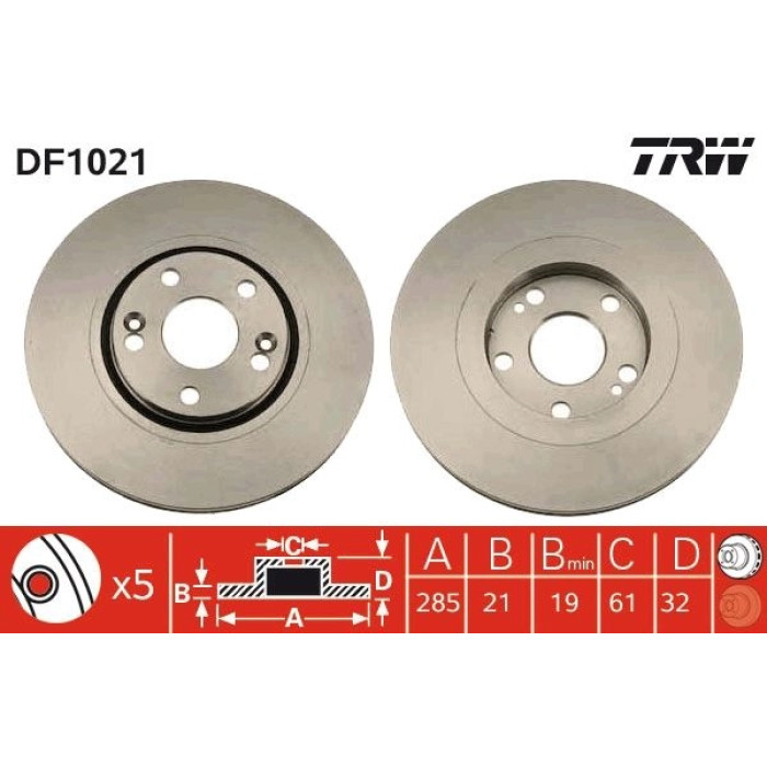 TRW Bremsscheibe DF1021 TRW Bremsscheibe DF1021