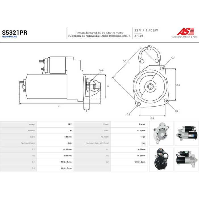 AS-PL Anlasser S5321PR AS-PL Anlasser S5321PR
