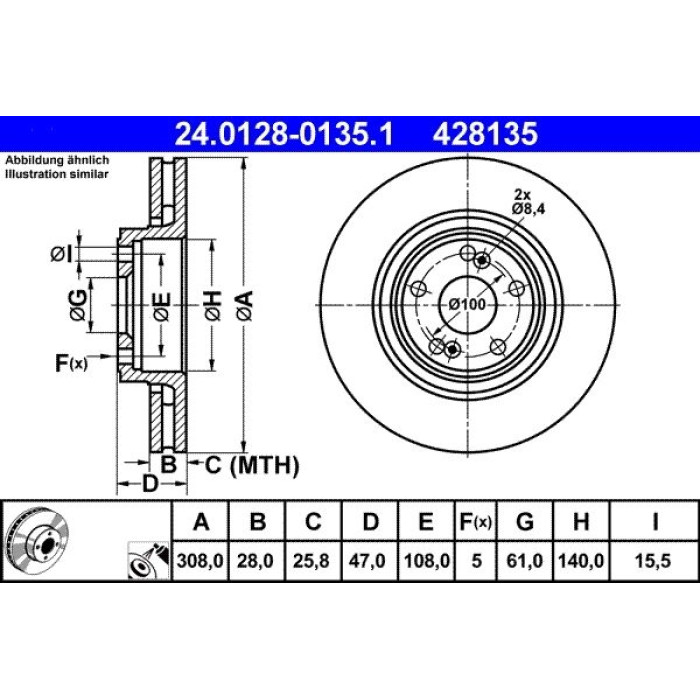 ATE Bremsscheibe 24.0128-0135.1