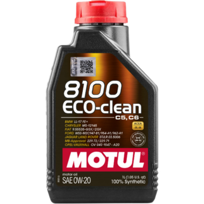Motul 8100 ECO-clean 0W-20 C5 / C6 1 Liter 108813 Motul 8100 ECO-clean 0W-20 C5 / C6 1 Liter 108813