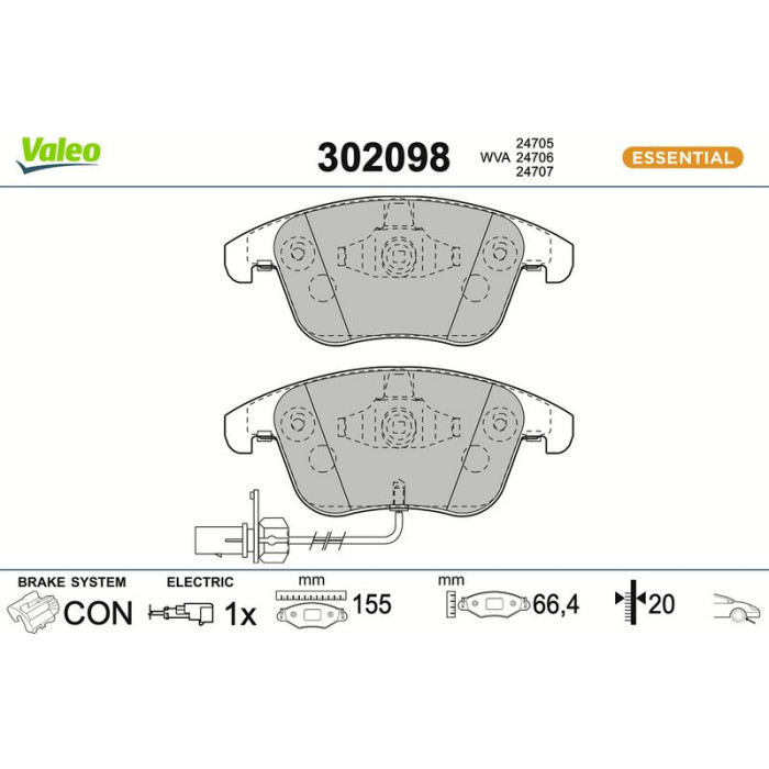 Valeo Bremsbelagsatz 302098 Valeo Bremsbelagsatz 302098