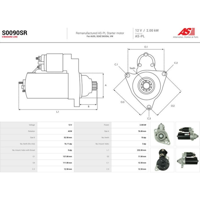 AS-PL Anlasser S0090SR AS-PL Anlasser S0090SR