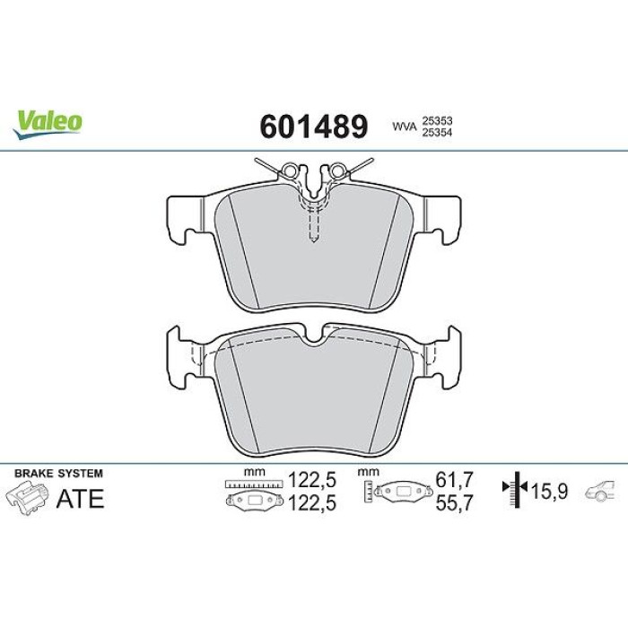 Valeo Bremsbelagsatz 601489 Valeo Bremsbelagsatz 601489