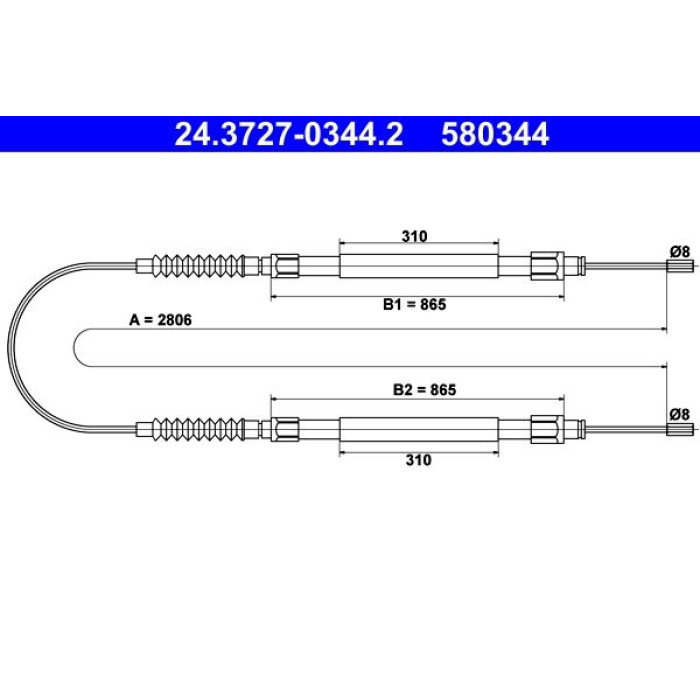 ATE Handbremsseil 24.3727-0344.2 ATE Handbremsseil 24.3727-0344.2