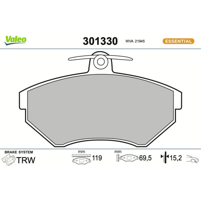 301330 Valeo Bremsbelagsatz 301330 301330 Valeo Bremsbelagsatz 301330