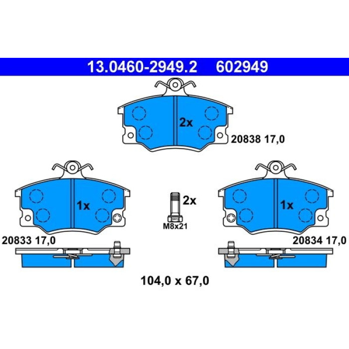 13.0460-2949.2 ATE Bremsbelagsatz 13.0460-2949.2 13.0460-2949.2 ATE Bremsbelagsatz 13.0460-2949.2