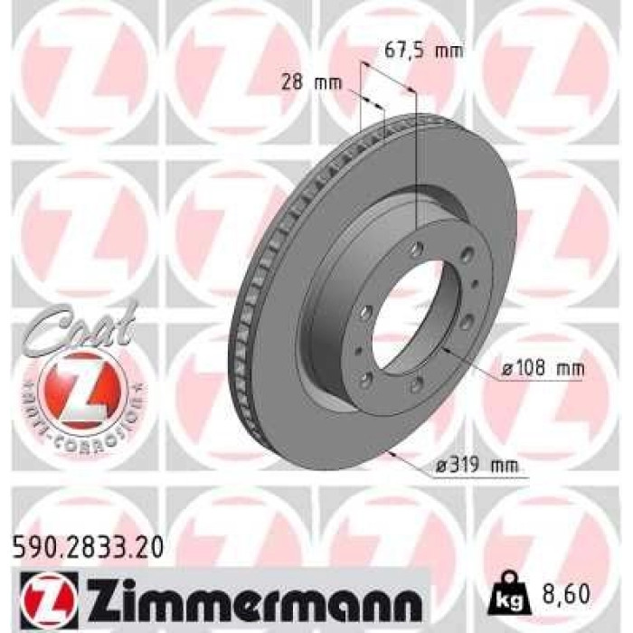 Zimmermann Bremsscheibe Vorderachse 590.2833.20 Zimmermann Bremsscheibe Vorderachse 590.2833.20