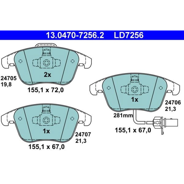 ATE Bremsbelagsatz Audi S. A4/A5 07-17 Keramik 13.0470-7256.2 ATE Bremsbelagsatz Audi S. A4/A5 07-17 Keramik 13.0470-7256.2