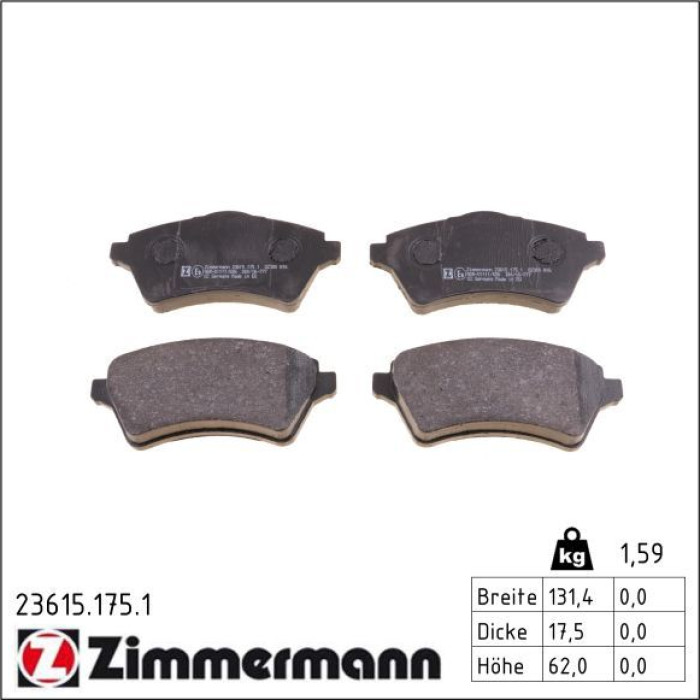 ZIMMERMANN Bremsbeläge 23615.175.1 ZIMMERMANN Bremsbeläge 23615.175.1