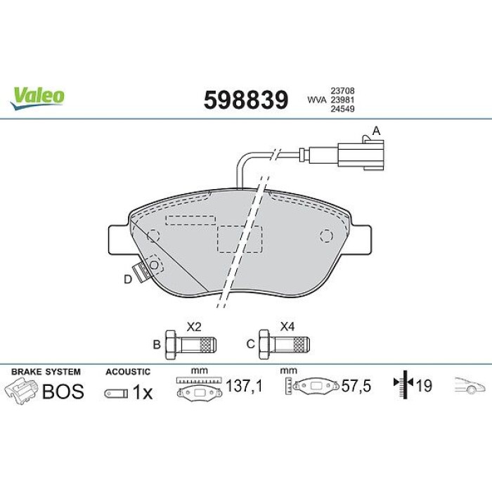 Valeo Bremsbelagsatz 598839 Valeo Bremsbelagsatz 598839