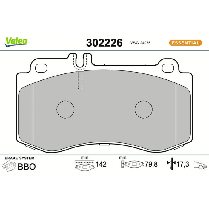 Valeo Bremsbelagsatz 302226 Valeo Bremsbelagsatz 302226