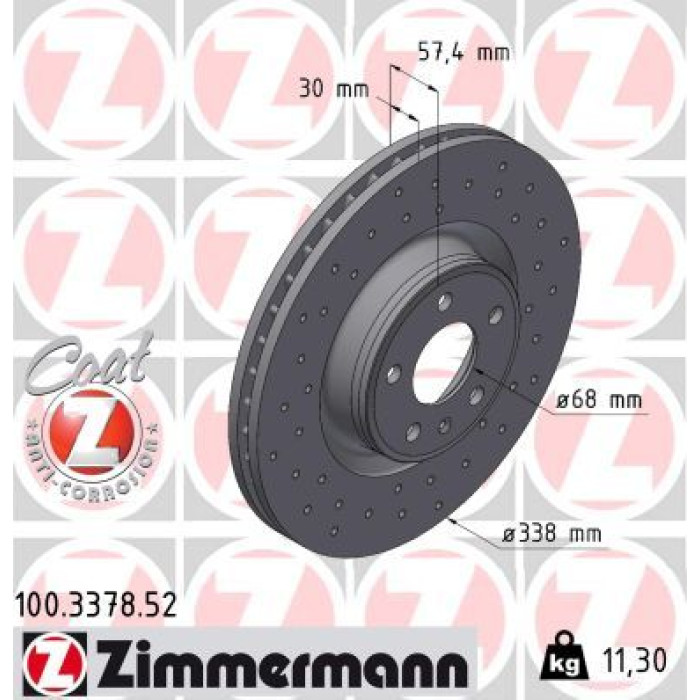Zimmermann Bremsscheibe Vorderachse Sport 100.3378.52 Zimmermann Bremsscheibe Vorderachse Sport 100.3378.52