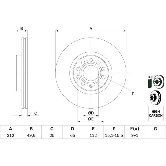 Bosch Bremsscheibe Vorderachse 0 986 479 058 Bosch Bremsscheibe Vorderachse 0 986 479 058