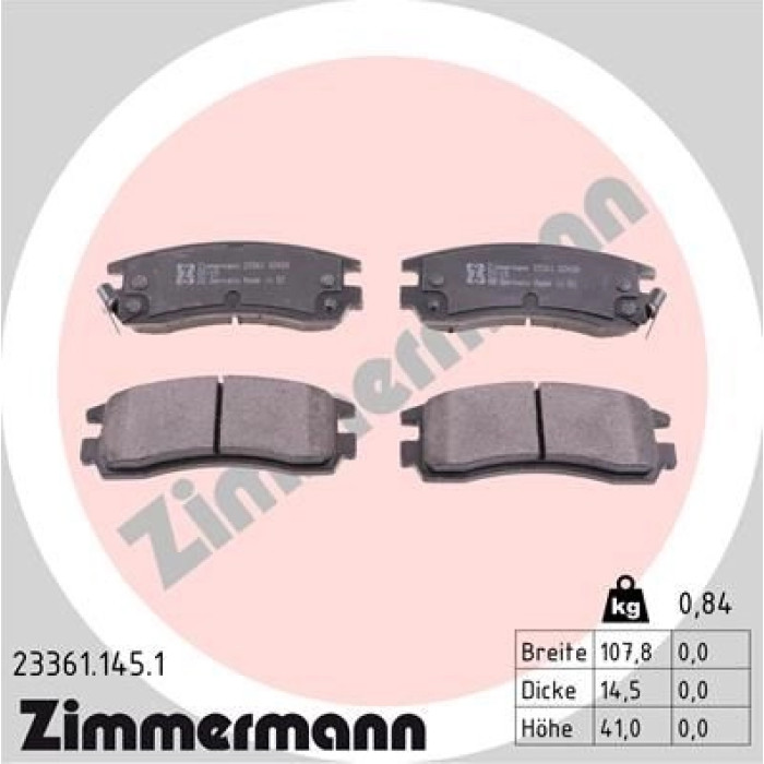 ZIMMERMANN Bremsbeläge 23361.145.1 ZIMMERMANN Bremsbeläge 23361.145.1