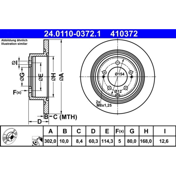 ATE Bremsscheibe Jeep Hinterachse Compass/Patriot 2.0-2.4 4x4 07- Le/Pr 24.0110-0372.1 ATE Bremsscheibe Jeep Hinterachse Compass/Patriot 2.0-2.4 4x4 07- Le/Pr 24.0110-0372.1
