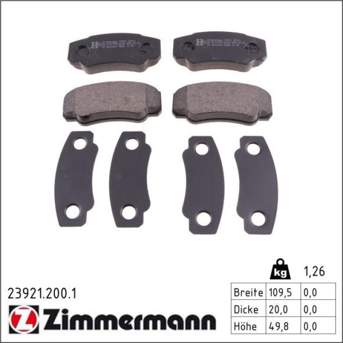 ZIMMERMANN Bremsbeläge 23921.200.1 ZIMMERMANN Bremsbeläge 23921.200.1