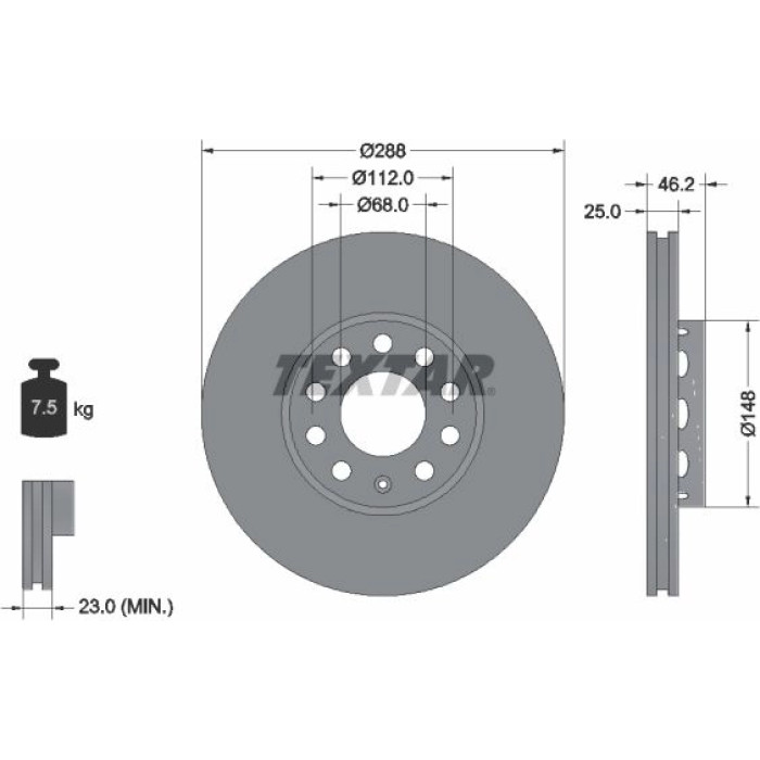 Textar Bremsscheibe 92057605 Textar Bremsscheibe 92057605