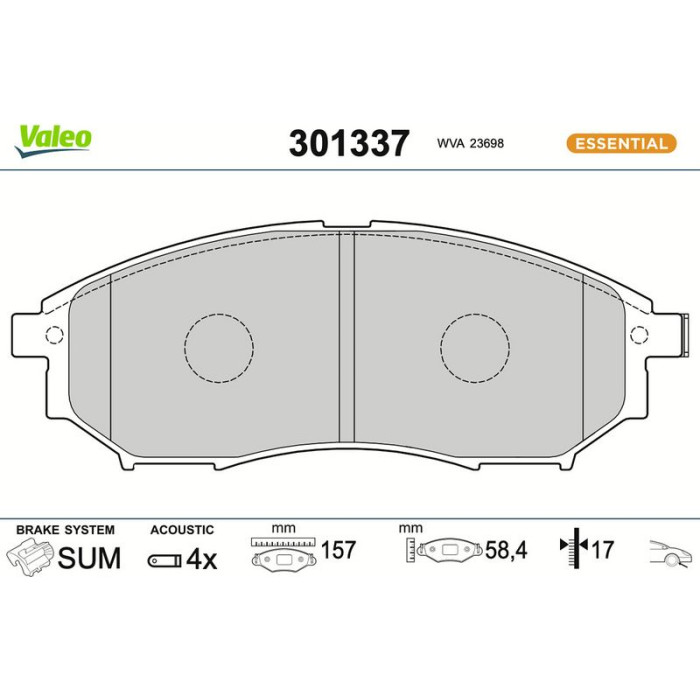 Valeo Bremsbelagsatz 301337 Valeo Bremsbelagsatz 301337