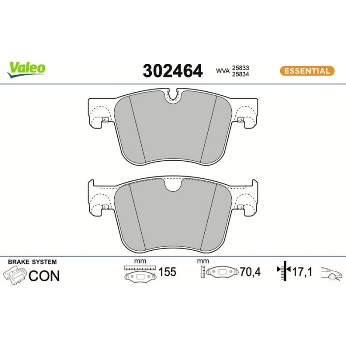 Valeo Bremsbelagsatz 302464 Valeo Bremsbelagsatz 302464
