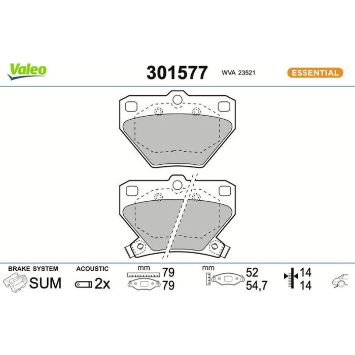 301577 Valeo Bremsbelagsatz 301577 301577 Valeo Bremsbelagsatz 301577