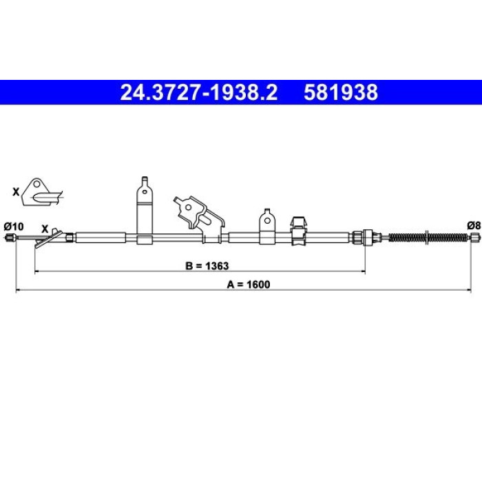ATE Handbremsseil 24.3727-1938.2 ATE Handbremsseil 24.3727-1938.2