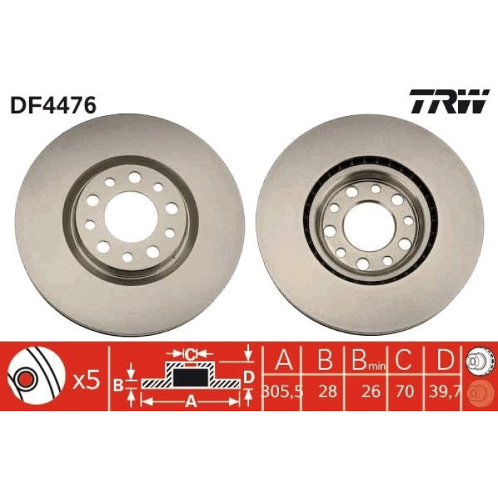 TRW Bremsscheibe Alfa S. 159 05- 1.9Jtd/Giulietta 10- 2.0Jtd DF4476