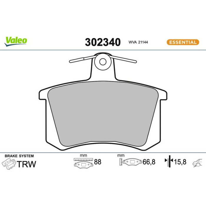 302340 Valeo Bremsbelagsatz 302340 302340 Valeo Bremsbelagsatz 302340