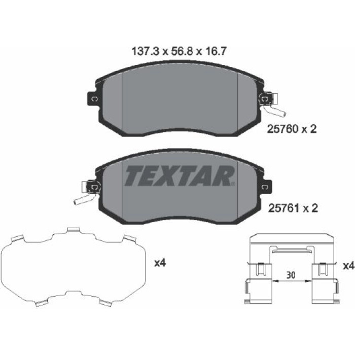2576001 Textar Bremsbelagsatz 2576001 2576001 Textar Bremsbelagsatz 2576001
