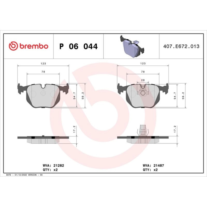 BREMBO Bremsklötze HA P 06 044 BREMBO Bremsklötze HA P 06 044