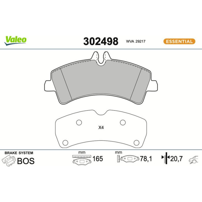 Valeo Bremsbelagsatz 302498 Valeo Bremsbelagsatz 302498