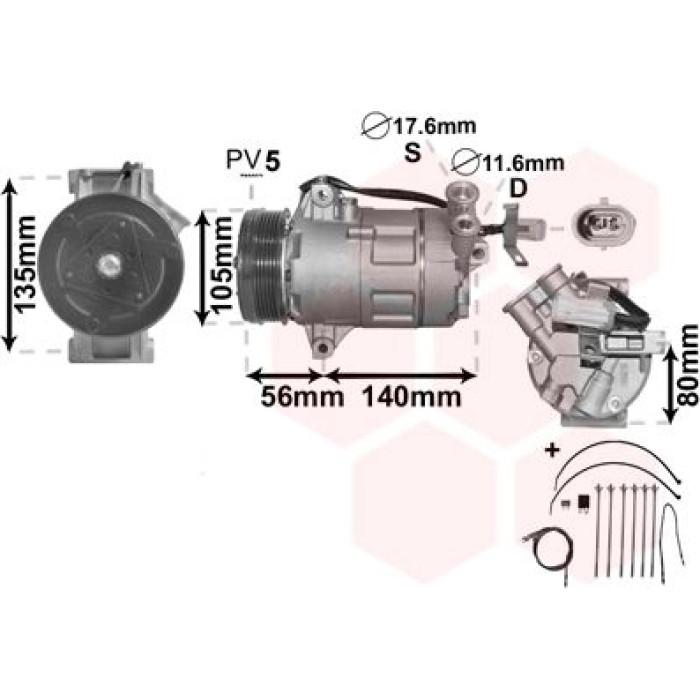 3700K428 Van Wezel Klimakompressor 3700K428 3700K428 Van Wezel Klimakompressor 3700K428