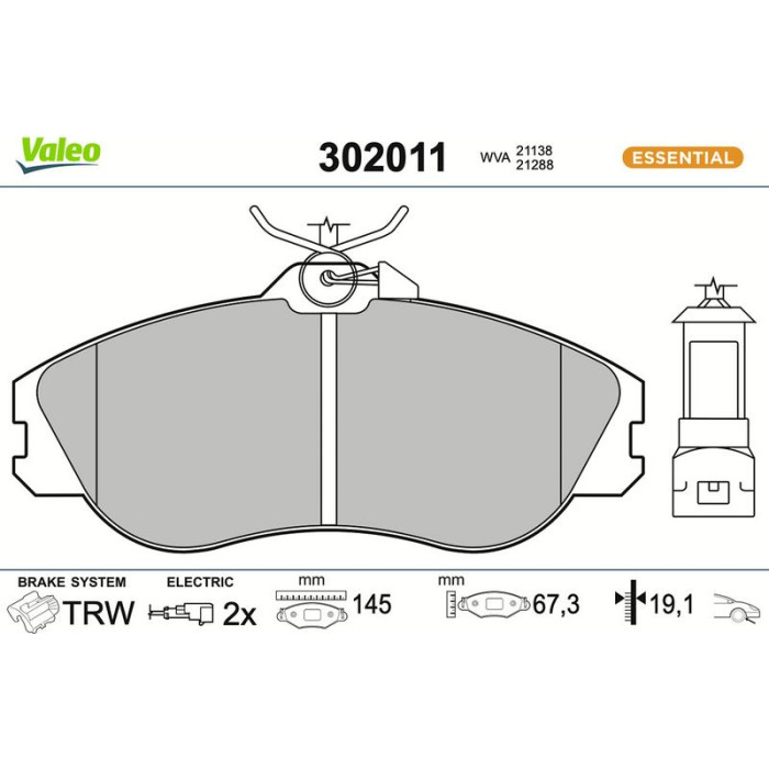 Valeo Bremsbelagsatz 302011 Valeo Bremsbelagsatz 302011