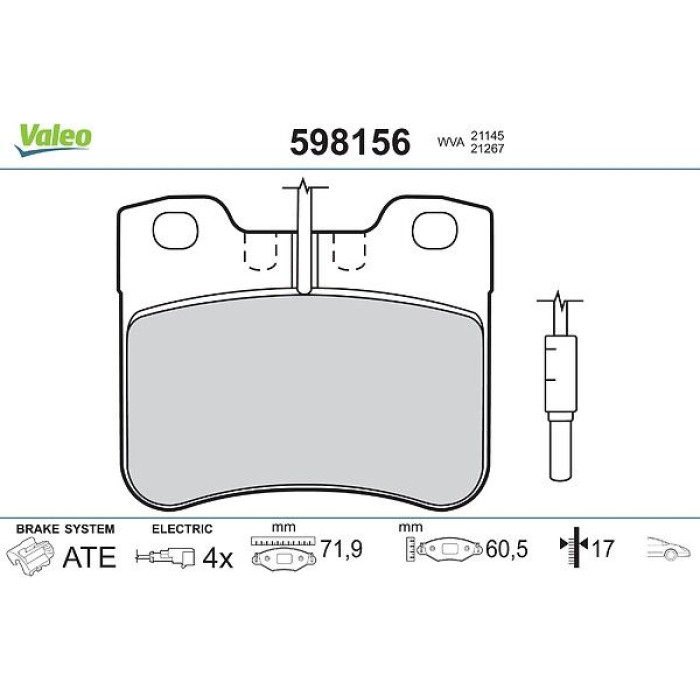 Valeo Bremsbelagsatz 598156 Valeo Bremsbelagsatz 598156