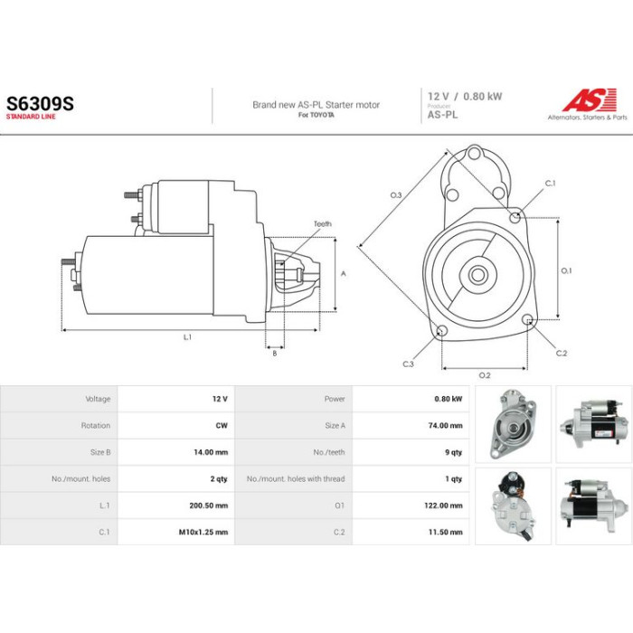 AS-PL Anlasser S6309S AS-PL Anlasser S6309S