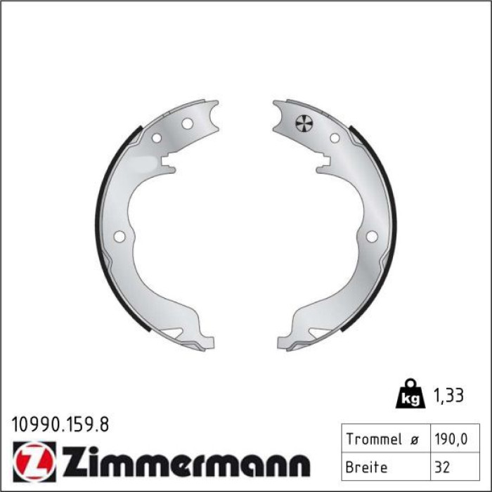 ZIMMERMANN Bremsbackensatz, Feststellbremse 10990.159.8 ZIMMERMANN Bremsbackensatz, Feststellbremse 10990.159.8