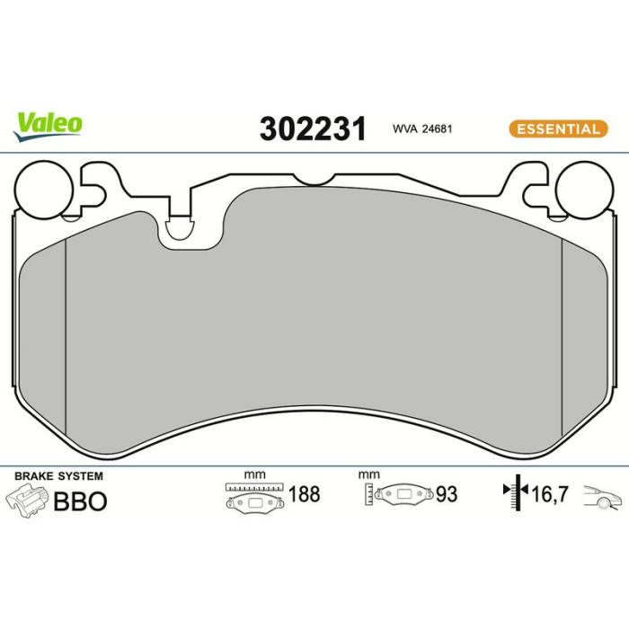 Valeo Bremsbelagsatz 302231 Valeo Bremsbelagsatz 302231