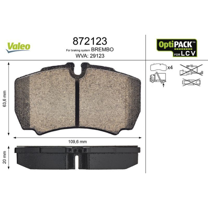 Valeo Bremsbelagsatz 872123 Valeo Bremsbelagsatz 872123
