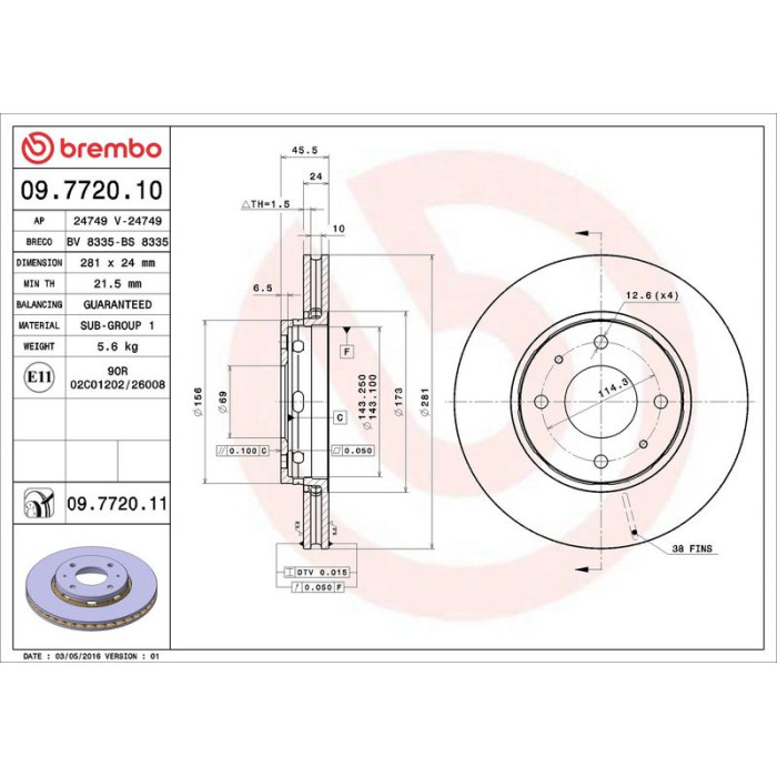 Brembo Bremsscheibe 09.7720.10 Brembo Bremsscheibe 09.7720.10