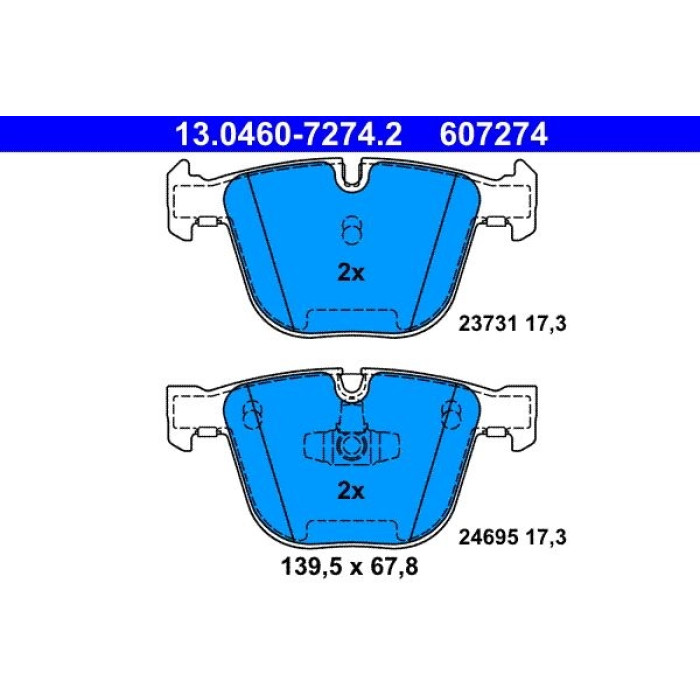 ATE Bremsbelagsatz BMW Hinterachse F01/F02 730-730 08 13.0460-7274.2 ATE Bremsbelagsatz BMW Hinterachse F01/F02 730-730 08 13.0460-7274.2