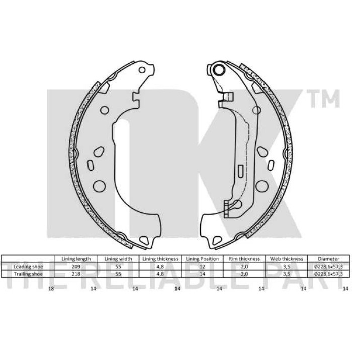 NK Bremsbacken 2725700 NK Bremsbacken 2725700