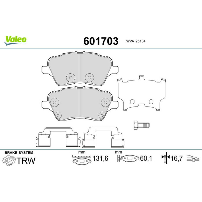 Valeo Bremsbelagsatz 601703 Valeo Bremsbelagsatz 601703