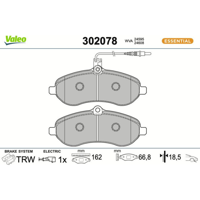 Valeo Bremsbelagsatz 302078 Valeo Bremsbelagsatz 302078