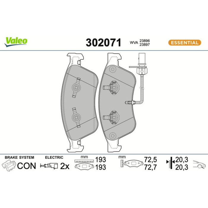 Valeo Bremsbelagsatz 302071 Valeo Bremsbelagsatz 302071
