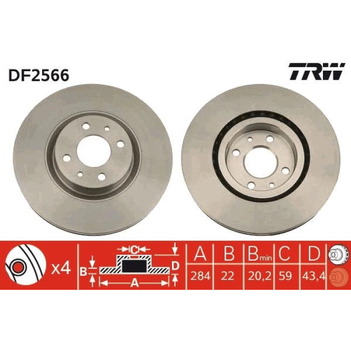 DF2566 TRW Bremsscheibe Fiat Stilo/Mare (Brembo) DF2566 DF2566 TRW Bremsscheibe Fiat Stilo/Mare (Brembo) DF2566
