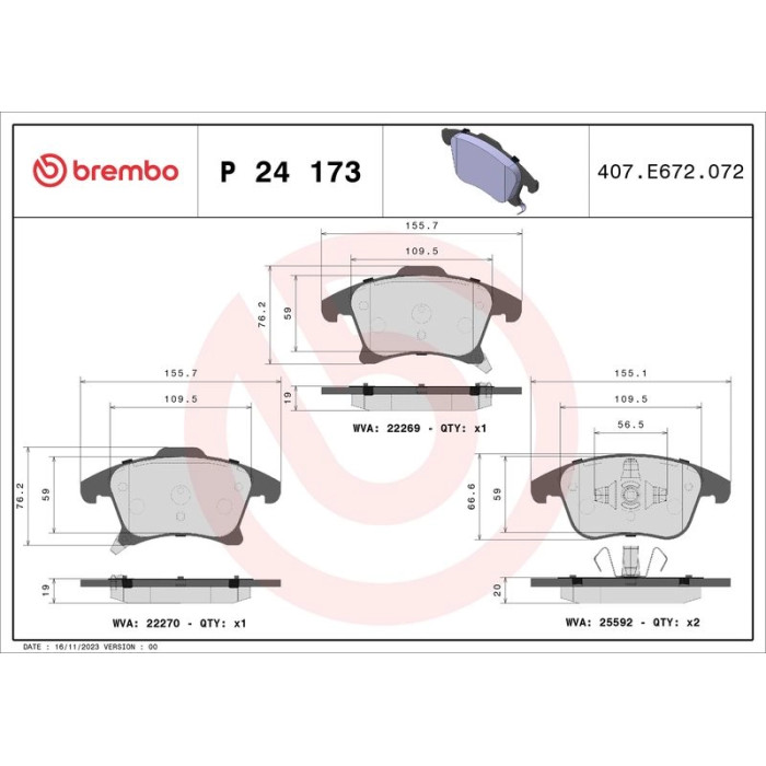 BREMBO Bremsklötze VA P 24 173 BREMBO Bremsklötze VA P 24 173